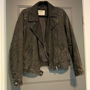 ONLY GREY ZIP DENIM JEAN JACKET | MEDIUM